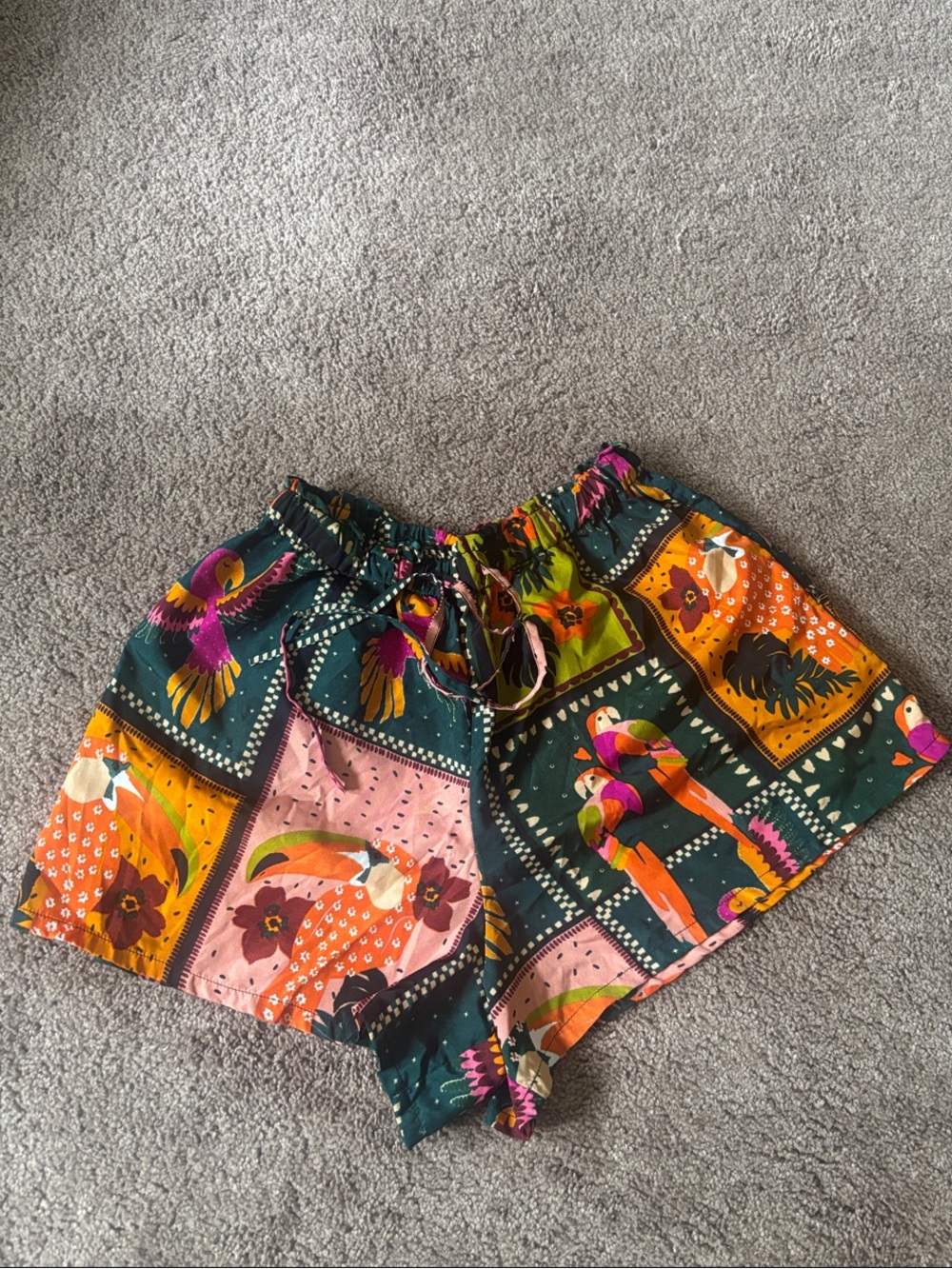 Live 4 Truth Tropical Patchwork High-Waist Shorts in Green, Pink & Orange